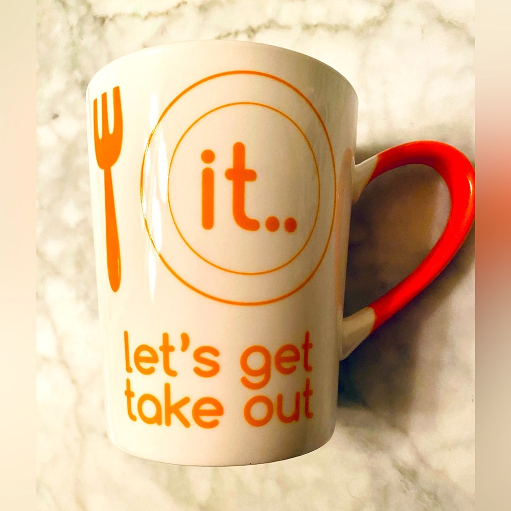 Fork It…Let’s Get Take/out ceramic Mug, 4 1/2”